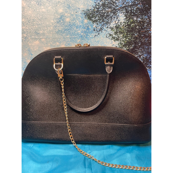 Women's Coach Black / Gold Dome Satchel Crossbody Bag 24” Gold Chain EUC - Picture 5 of 16